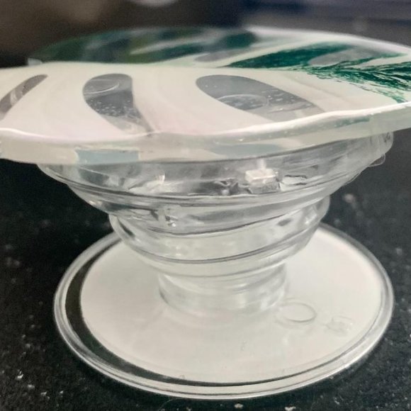 Plant Lovers Pink Green Tropical Leaf Strong Stick Phone Grip Holder Stand New - Picture 3 of 3